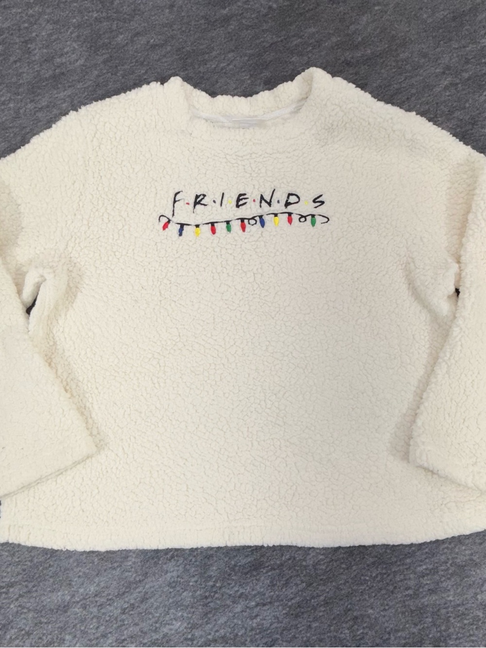 Friends TV Series Women’s XL Sherpa Fleece Pullover Sweatshirt Holiday Lights